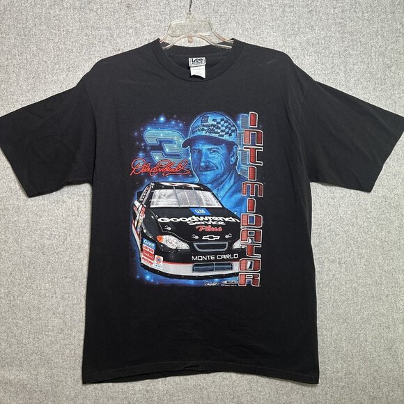 Vintage Dale Earnhardt Sr Intimidator T-Shirt Tee Short Sleeve Black Lee XL - Picture 1 of 11